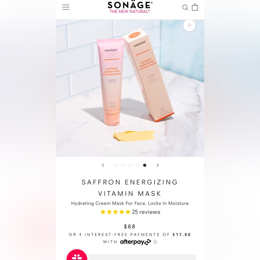 BNIB SONAGE SAFFRON ENERGIZING VITAMIN MASK